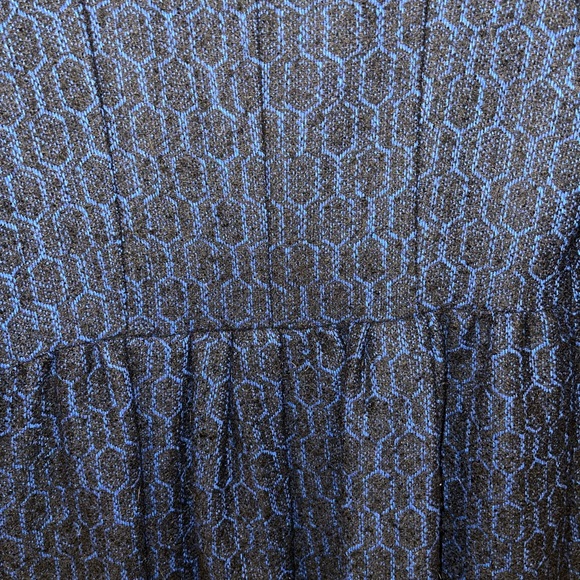 Black and Royal Blue Ruffle Pea Coat - Picture 6 of 7